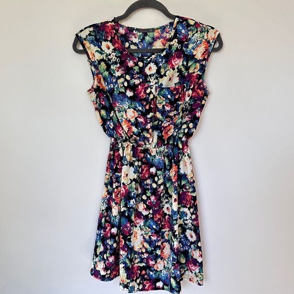 Soprano Colorful Floral Sleeveless Mini Fit And Flare Dress XS - Picture 7 of 14